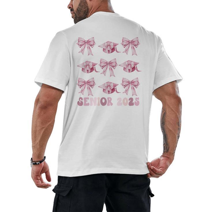 Senior 2025 Coquette Pink Bow Class Of 2025 Graduation Girls Men's Back Print T-Shirt