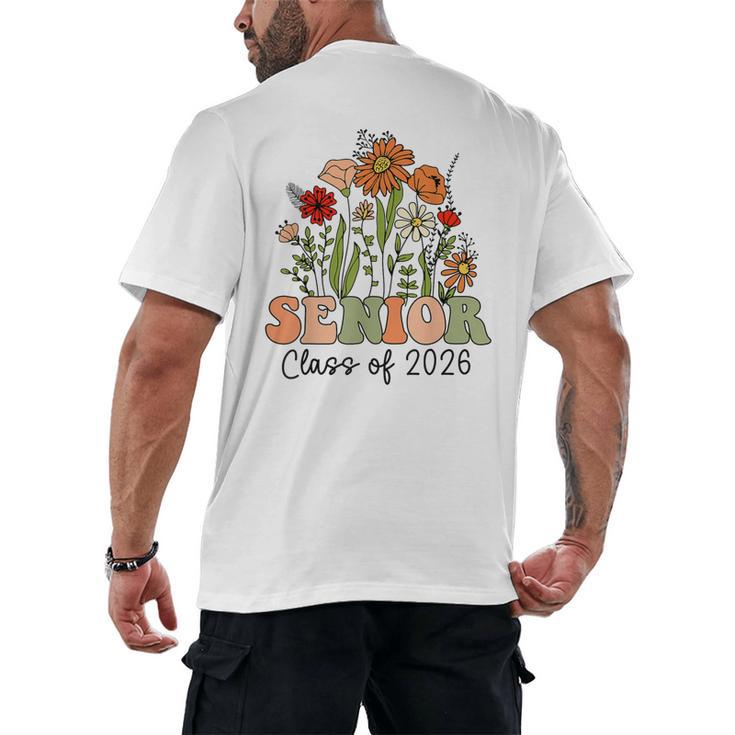 Senior 2026 Graduate Class Of 2026 Wildflowers Graduation Men's Back Print T-Shirt