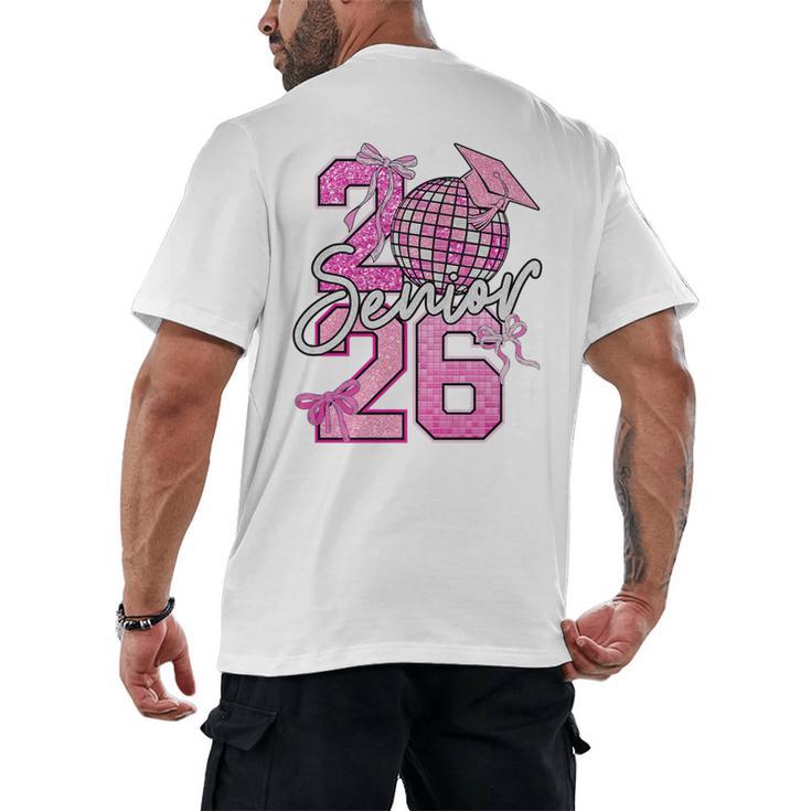 Senior 2026 Graduation Girls Coquette Pink Bow Class Of 2026 Premium Men's Back Print T-Shirt