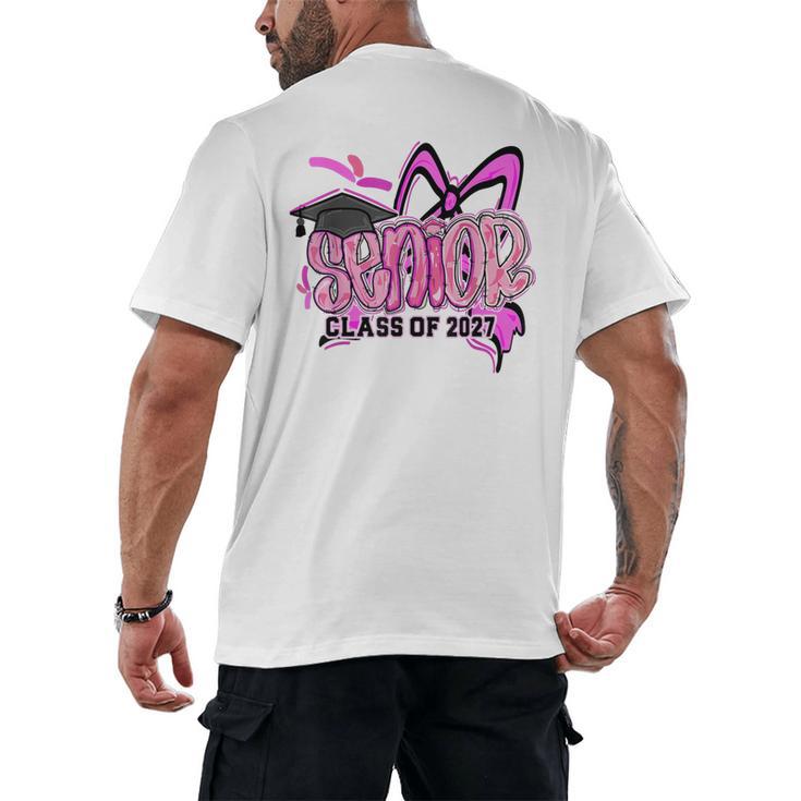 Senior 2027 Class Of 2027 Coquette Girl Pink Graduation 2027 Men's Back Print T-Shirt