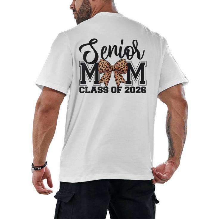 Senior Mom Class Of 2026 Graduation Leopard Coquette Bow Men's Back Print T-Shirt