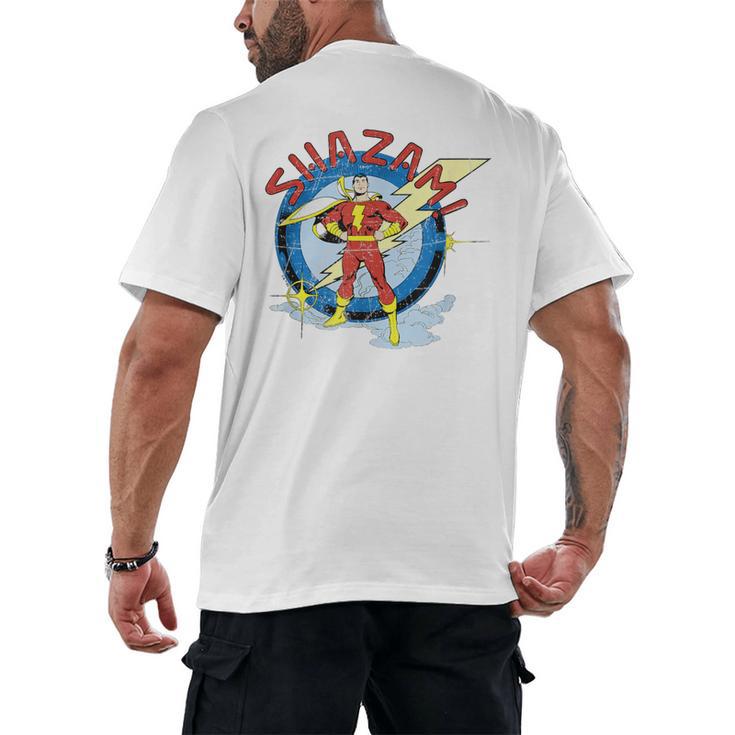 Shazam Comic Book Art Heroic Portrait Vintage Men's Back Print T-Shirt