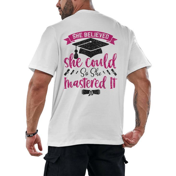 She Believed She Could So She Mastered It Graduation Men's Back Print T-Shirt