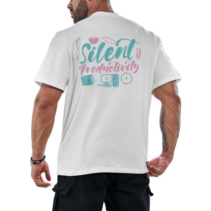 Silent Productivity Introvert Office Staff Secretary Admin Men's Back Print T-Shirt