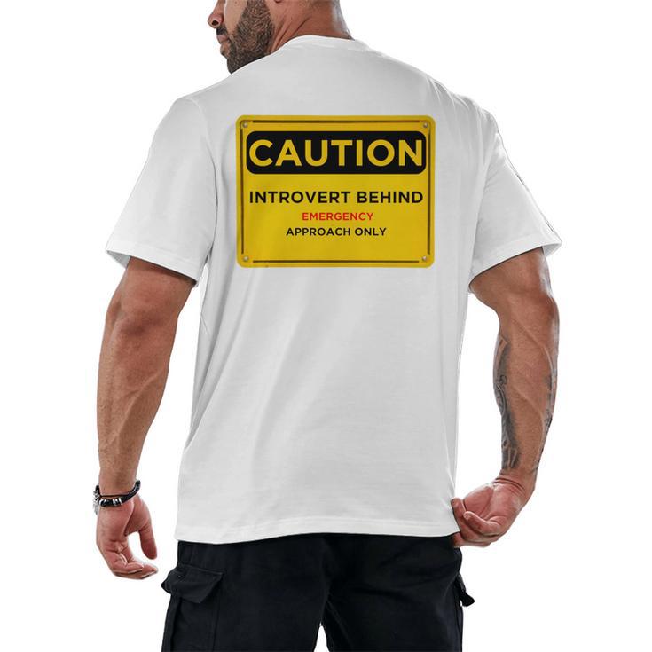 A Simple Yellow Warning Sign For Introvert Men's Back Print T-Shirt