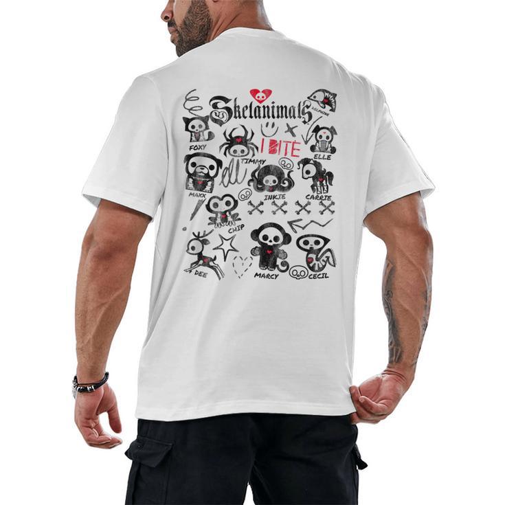Skelanimals I Bite Vintage Retro Dead Pet Textbook Collage Men's Back Print T-Shirt