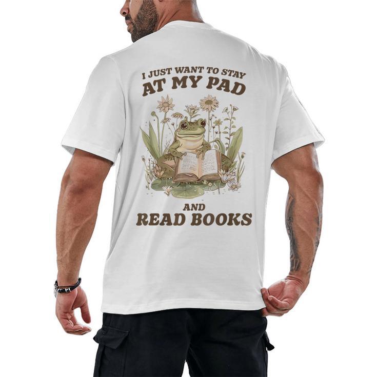 Stay At My Pad And Read Books Frog Introvert Reading Men's Back Print T-Shirt