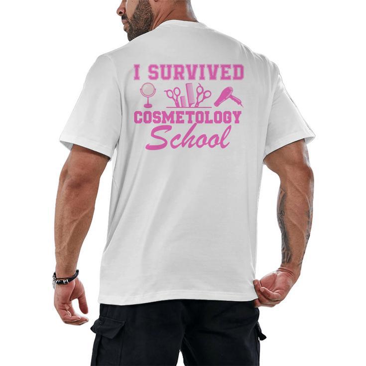 I Survived Cosmetology School Graduation Cosmetology Grad Men's Back Print T-Shirt