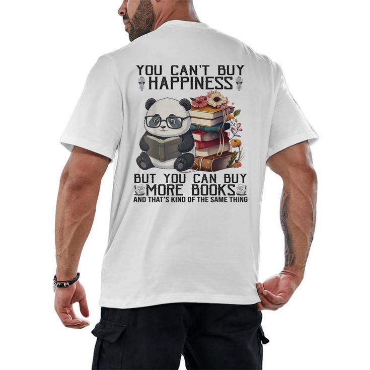 Teacher Bookworm Book Lover Panda Reading Book Librarian Tee Men's Back Print T-Shirt