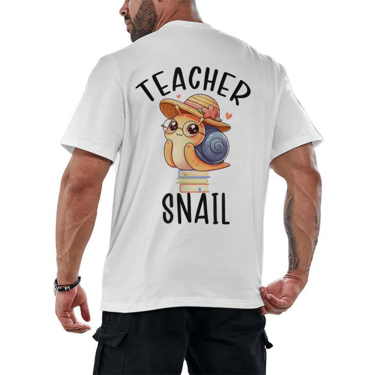 Teacher Snail With Glasses On Books Cute Pre-K Kindergarten Men's Back Print T-Shirt