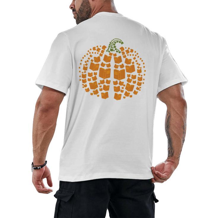 Vintage Book Pumpkin Autumn Fall Librarians Bookworm Teacher Men's Back Print T-Shirt