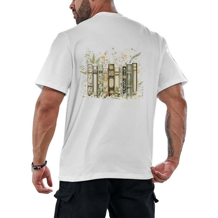 Vintage Floral Bookshelf I Have No Shelf Control Book Lovers Men's Back Print T-Shirt