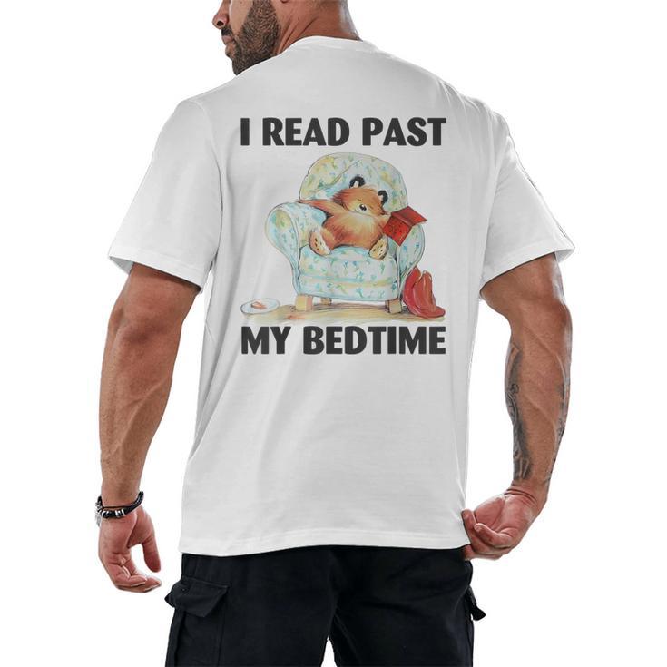 Vintage I Read Past My Bedtime Cute Sleeping Bear Book Lover Men's Back Print T-Shirt