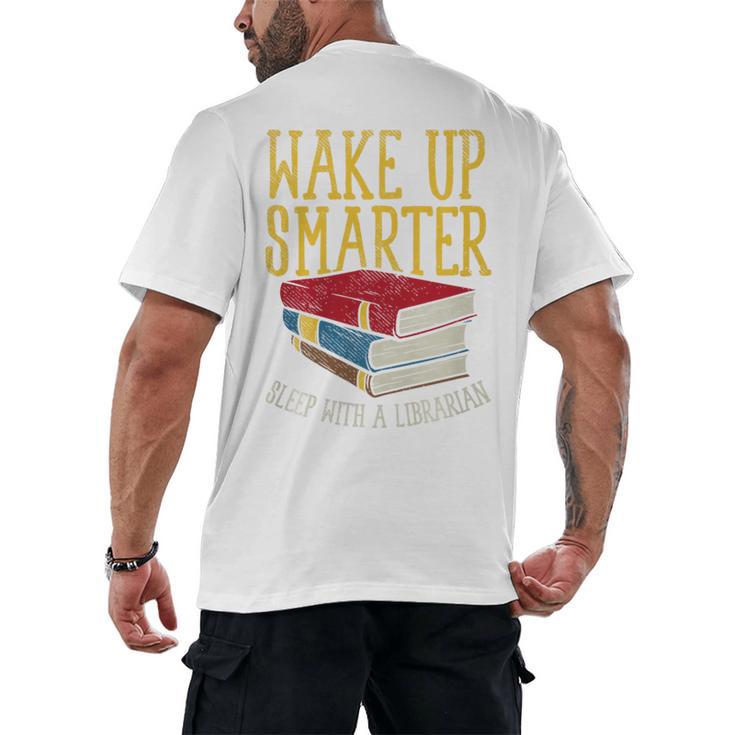 Wake Up Smarter Librarian Book Stack Premium Tri-Blend Men's Back Print T-Shirt