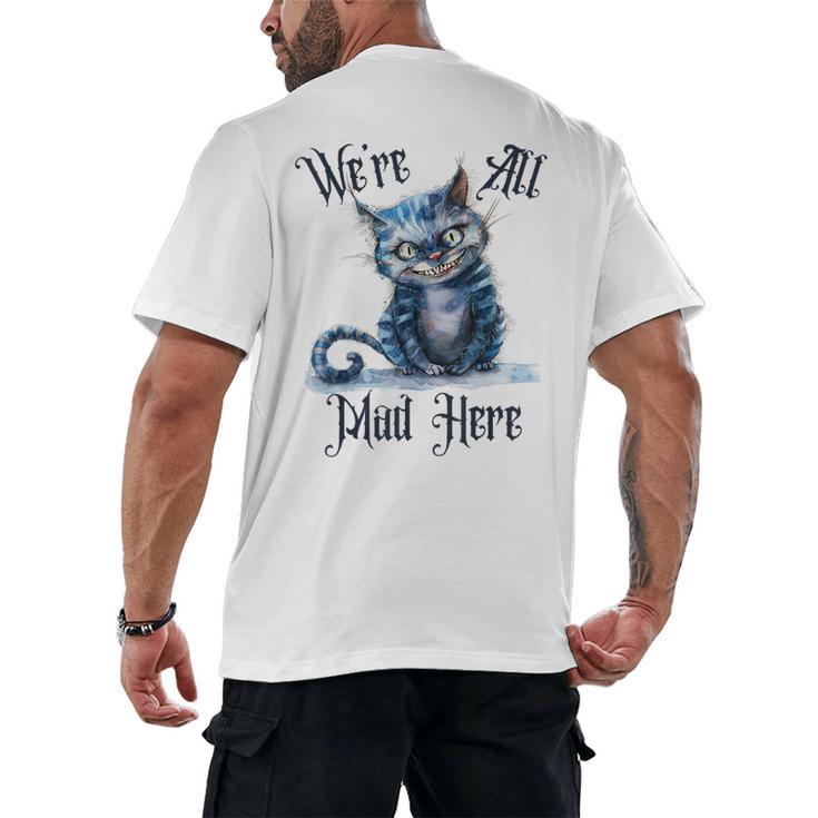 We'Re All Mad Here Cheshire Cat Alice Wonderland Book Kids Men's Back Print T-Shirt