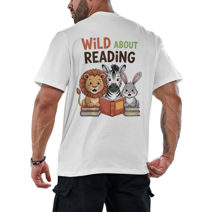 Wild About Reading Zoo Animals For Bookworm Book Reader Men's Back Print T-Shirt