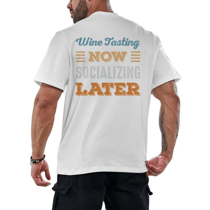 Wine Tasting Now Minimal Socializing Introvert Vintage Men's Back Print T-Shirt