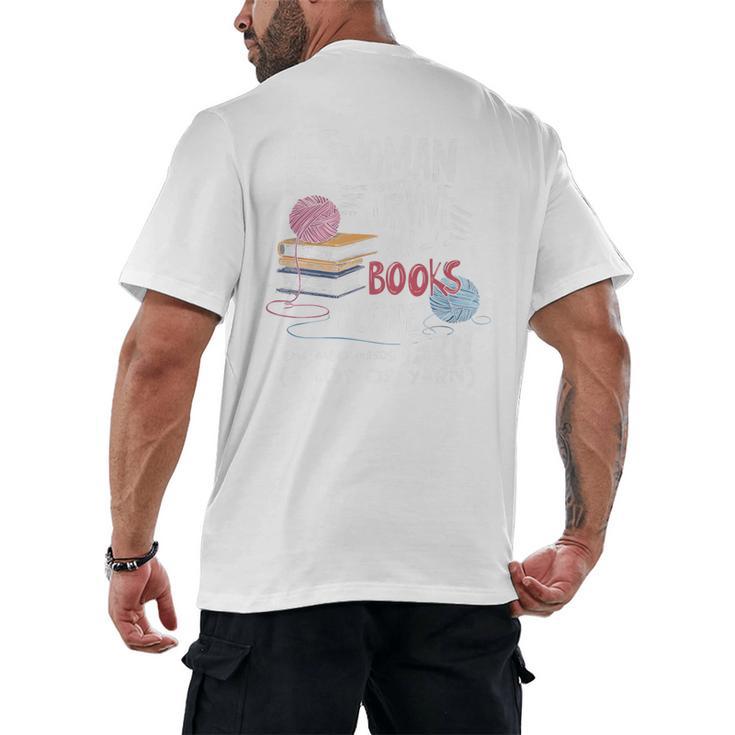 A Woman Cannot Survive On Books Alone She Also Needs Yarn Premium Men's Back Print T-Shirt