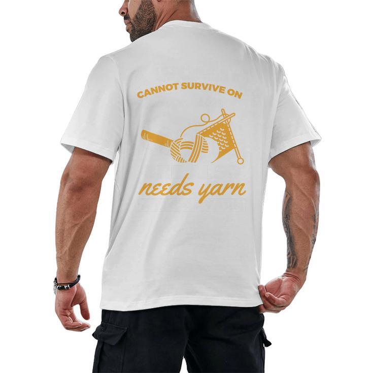 Woman Survives On Books Yarn Knitting Crochet Premium Tri-Blend Men's Back Print T-Shirt