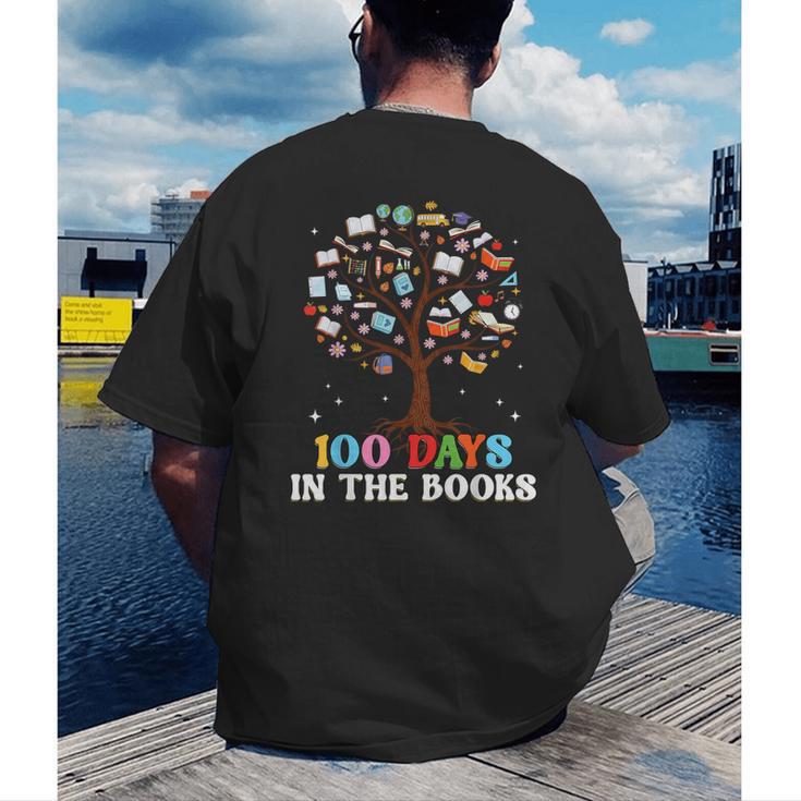 100 Days Of School 100th Day In The Books Reading Teacher Men's Back Print T-Shirt 100 Days Of School 100th Day In The Books Reading Teacher Men's Back Print T-Shirt