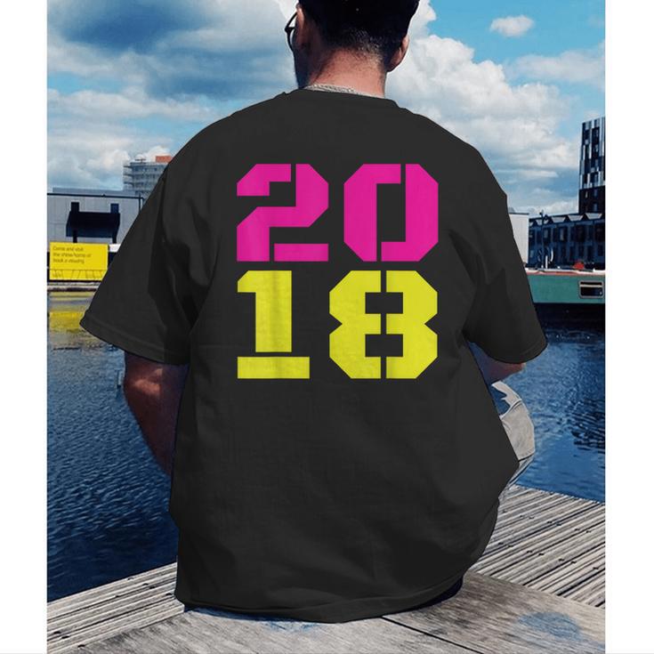 2018 Big Neon Numbers For The New Year Or Graduation Men's Back Print T-Shirt