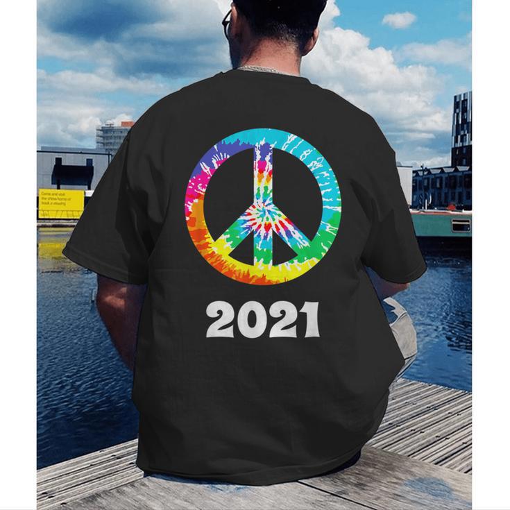 2021 Graduation Class Year Tie Dye Peace Sign Graduate Shirt Men's Back Print T-Shirt