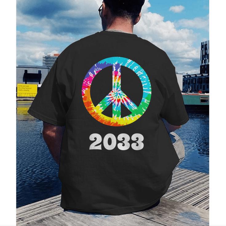 2033 Graduation Class Year Tie Dye Peace Sign Men's Back Print T-Shirt