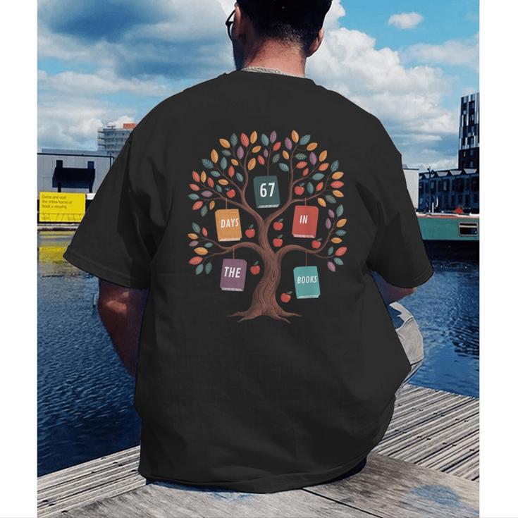 67 Days In The Books Reading Teacher 67th Day Of School Men's Back Print T-Shirt