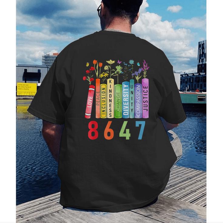 8647 Equal Rights Book Flower Trump Women Rights Feminist Men's Back Print T-Shirt