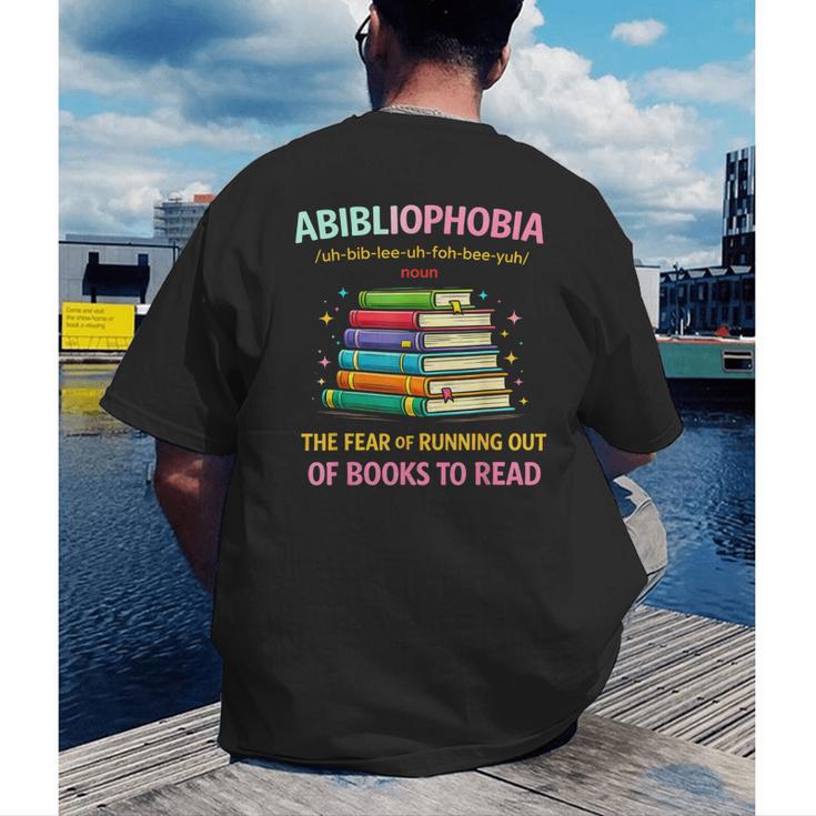 Abibliophobia Book Lovers Graphic Men's Back Print T-Shirt