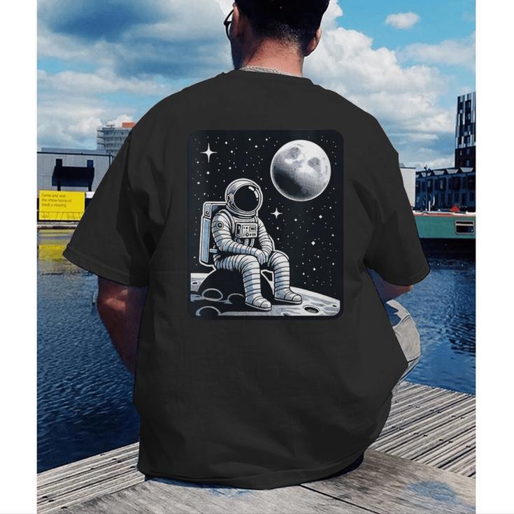 Aesthetic Spaceman Astronaut On The Moon Space Introvert Men's Back Print T-Shirt