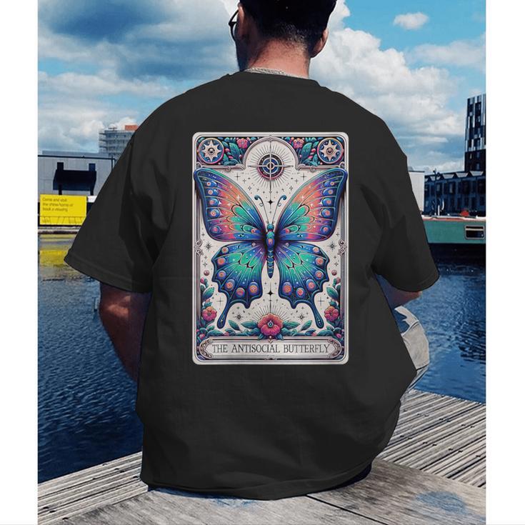 Antisocial Butterfly Introvert Distressed Men's Back Print T-Shirt