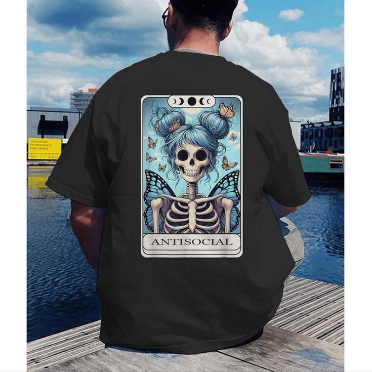 Antisocial Butterfly Tarot Card Introvert Women Stay Home Men's Back Print T-Shirt