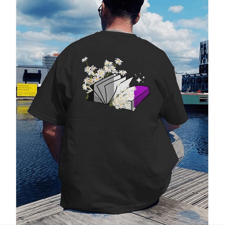 Asexual Book Lover LGBT Reading Pride Ace Flag Daisy Men's Back Print T-Shirt