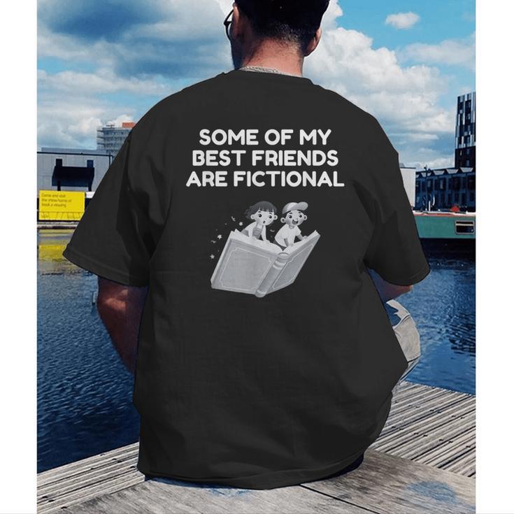 Some Of My Best Friends Are Fictional Book Lover Nerd Men's Back Print T-Shirt