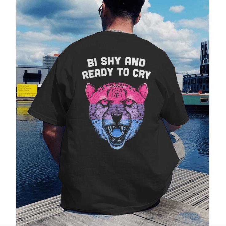 Bi Shy And Ready To Cry Bisexual Introvert Bi Pride Men's Back Print T-Shirt Bi Shy And Ready To Cry Bisexual Introvert Bi Pride Men's Back Print T-Shirt