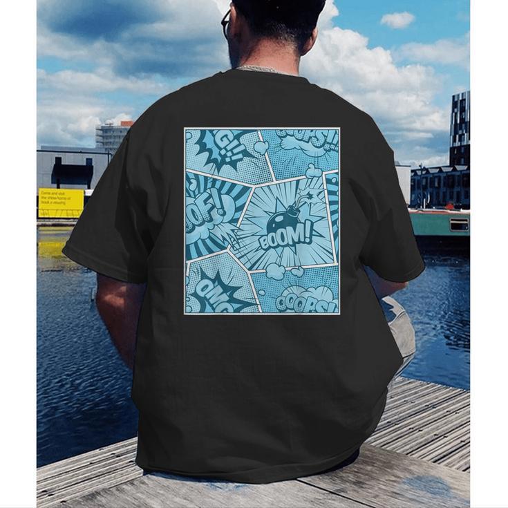 Blue Comic Book Blue Graphic Men's Back Print T-Shirt