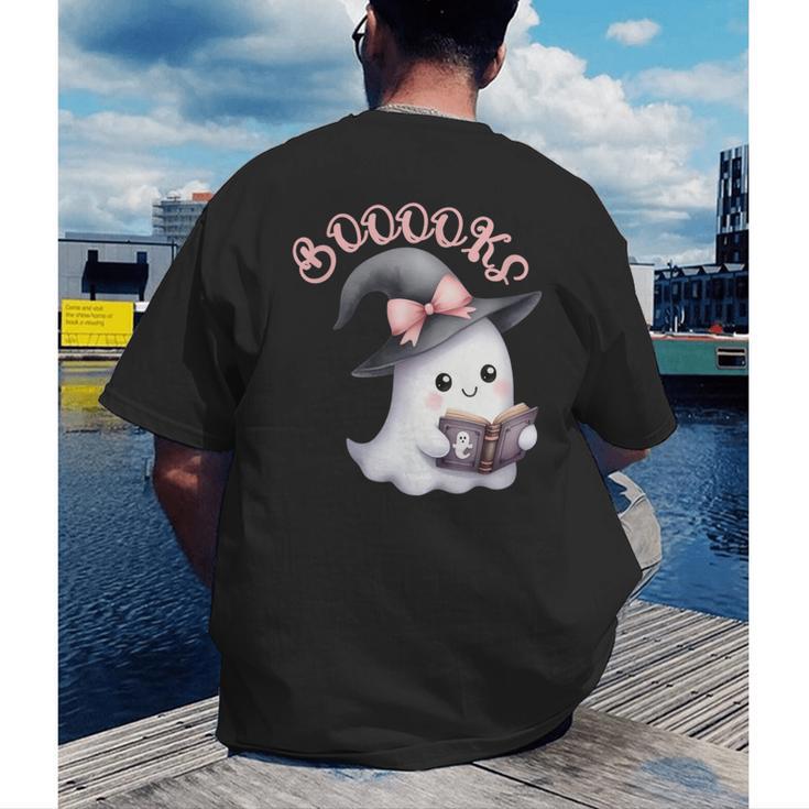 Boo Ghost Books Coquette Bow Halloween Women School Teacher Men's Back Print T-Shirt
