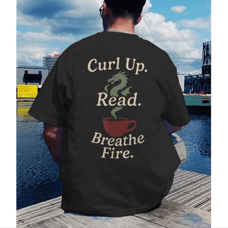 Book Dragon Fantasy Reader Cozy Reading Book Lover Dragon Men's Back Print T-Shirt
