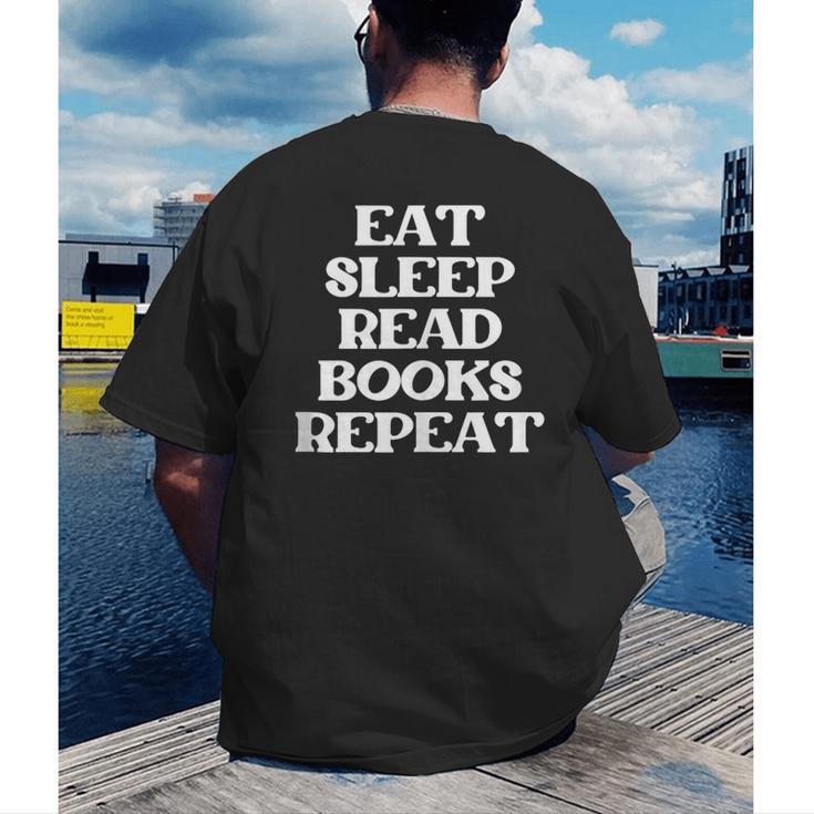Book Lover Book Eat Sleep Read Books Repeat Men's Back Print T-Shirt