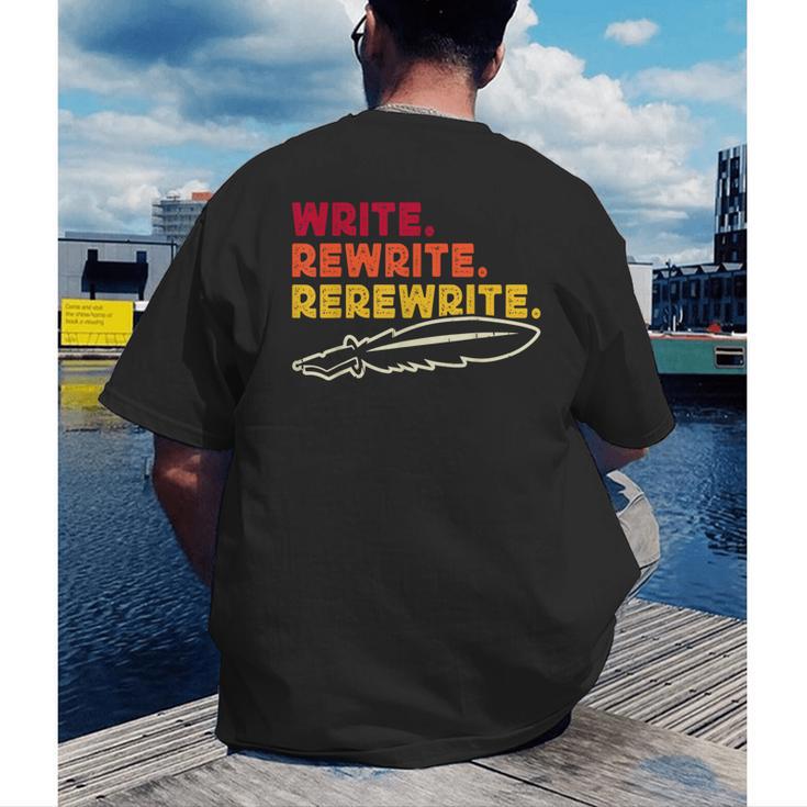 Book Writer Quote Author Journalist Rewrite Novelist Men's Back Print T-Shirt