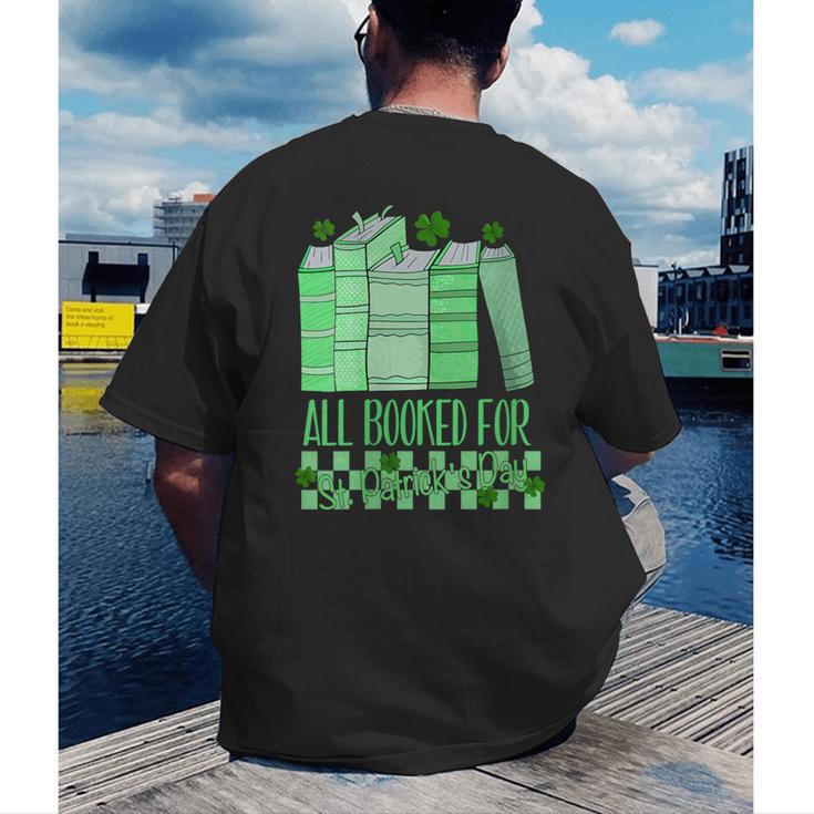 All Booked For St Patrick's Day Book Lover Lucky Shamrock Men's Back Print T-Shirt