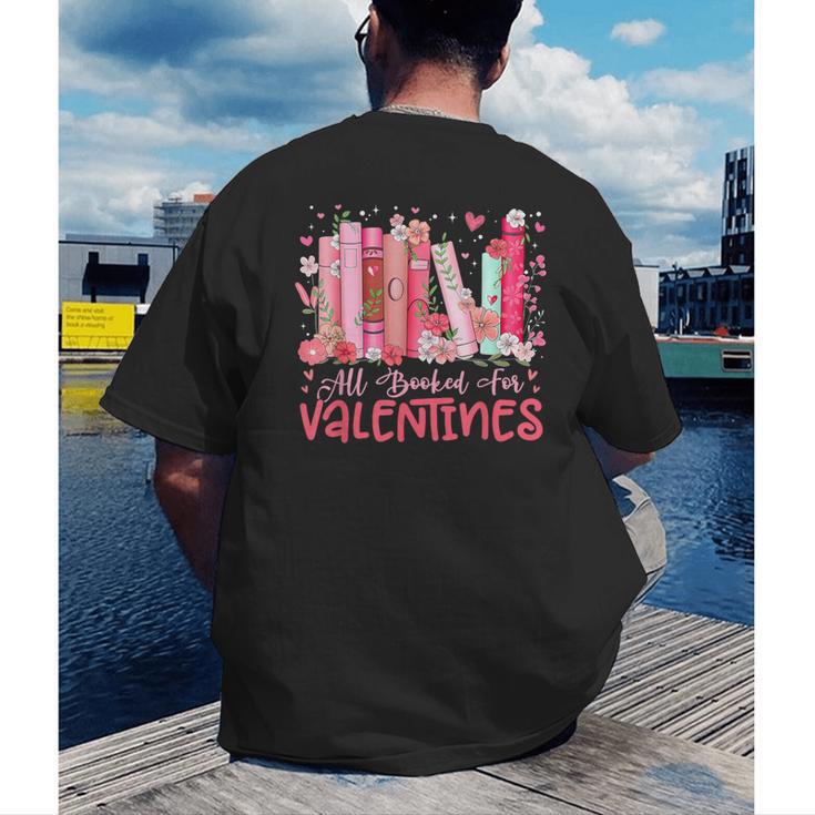 All Booked For Valentine Book Reading Women Girl Teacher Men's Back Print T-Shirt All Booked For Valentine Book Reading Women Girl Teacher Men's Back Print T-Shirt