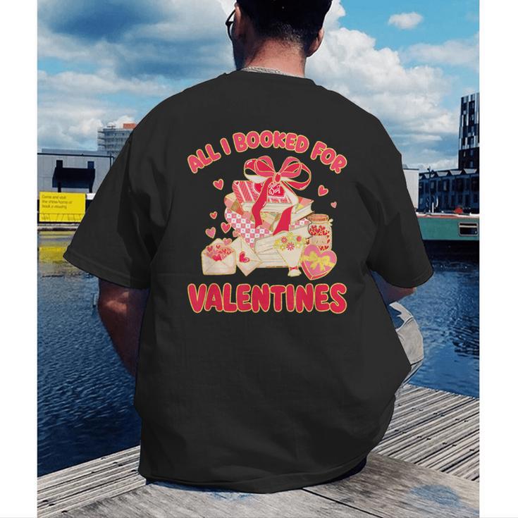 Booked For Valentine Books Lover Bookworm Librarian Teacher Men's Back Print T-Shirt