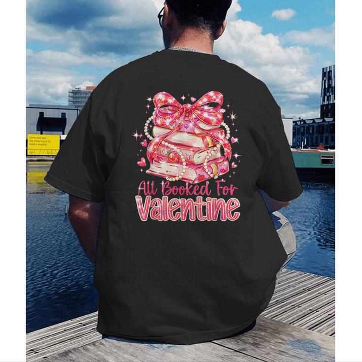 All Booked For Valentine Cute Pink Book Lover Aesthetic Men's Back Print T-Shirt