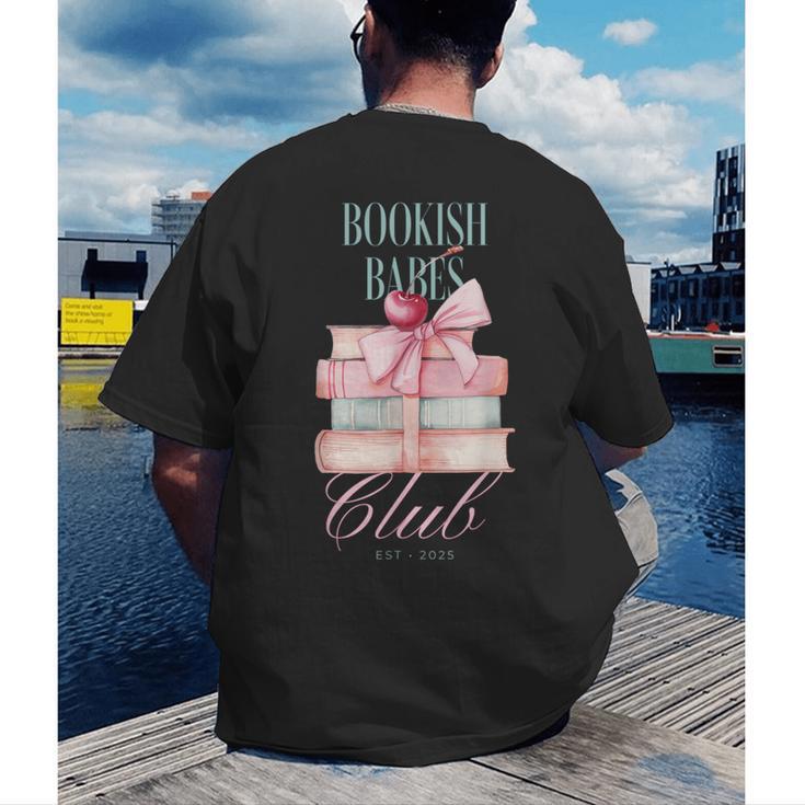 Bookish Babes Club Cute Pink Book Stack With Bow Men's Back Print T-Shirt