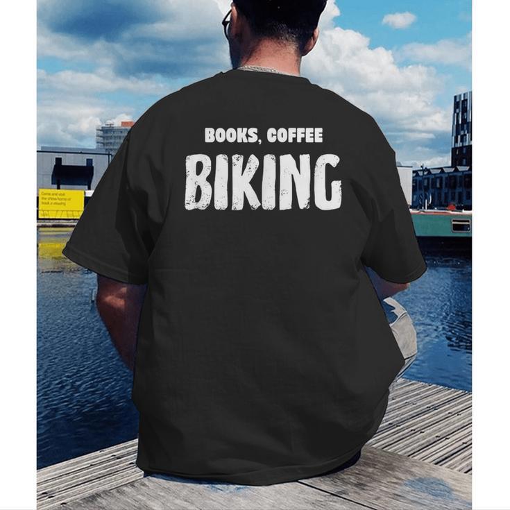 Books Coffee Biking Men's Back Print T-Shirt