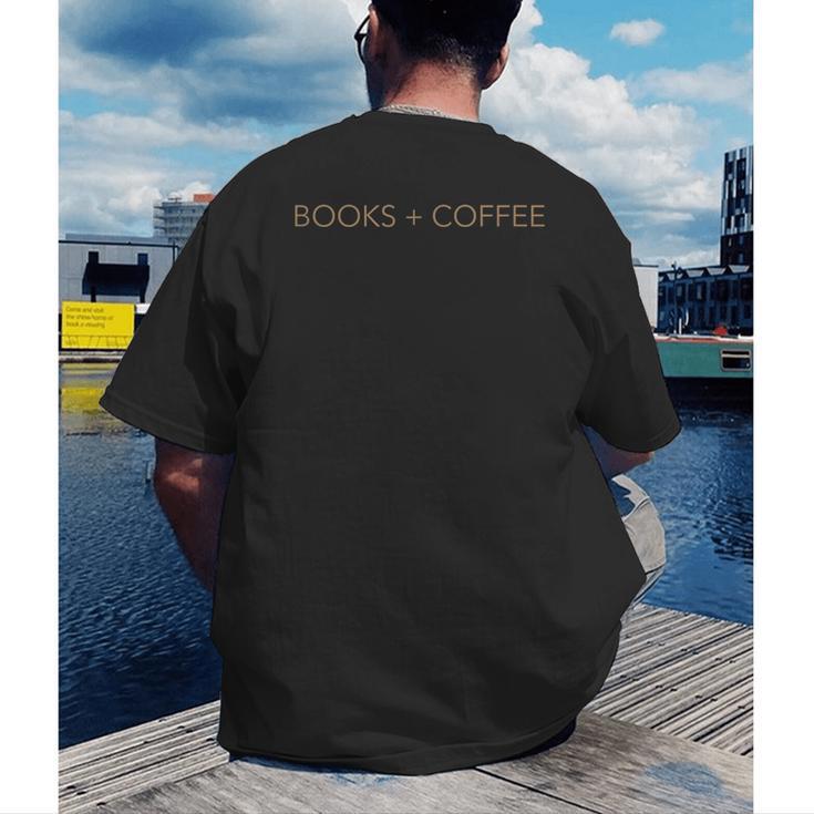 Books Coffee Men's Back Print T-Shirt Books Coffee Men's Back Print T-Shirt