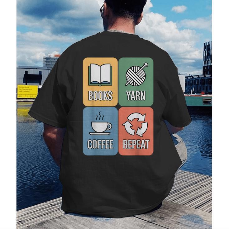 Books Yarn Coffee Repeat Crocheting Men's Back Print T-Shirt