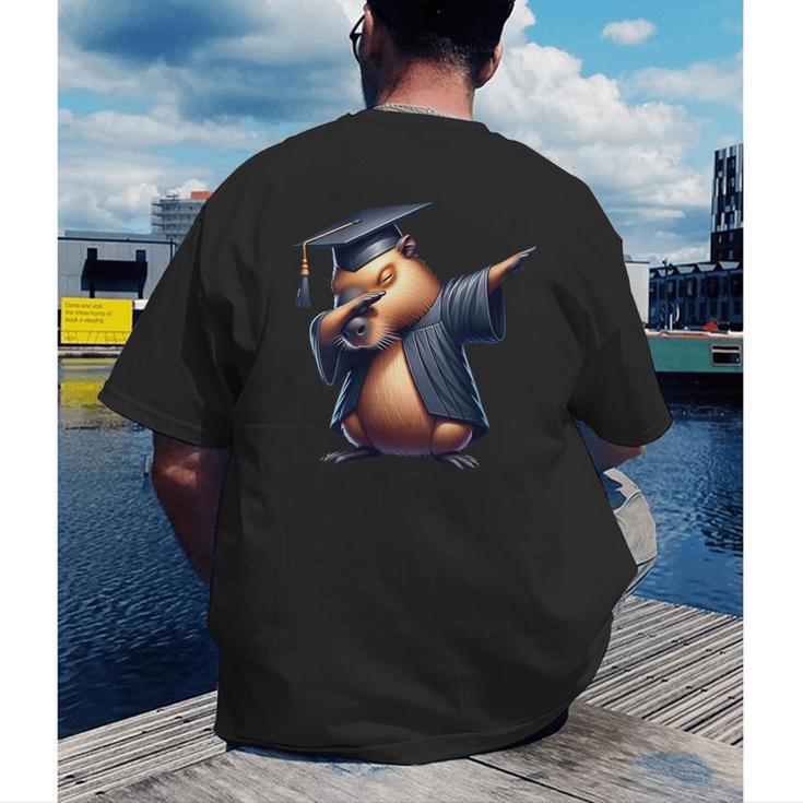 Capybara Graduation Dabbing Capy Wearing Graduate Gown Men's Back Print T-Shirt
